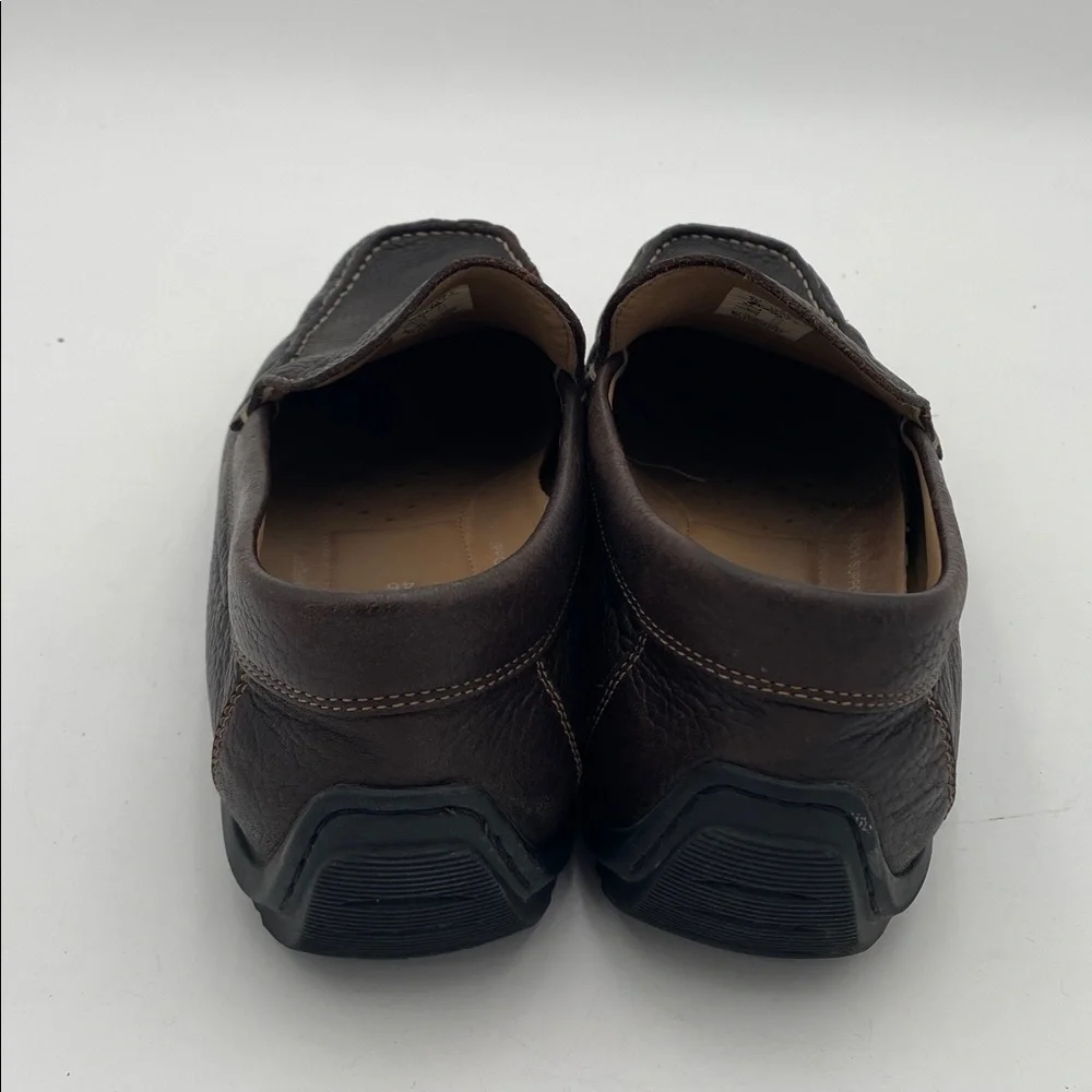 Ecco Dark Brown Leather Slip-On Loafers mens 12 casual office retro
